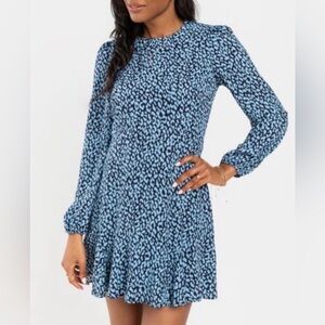 Francesca's Collections Blue and Black Long Sleeve Dress